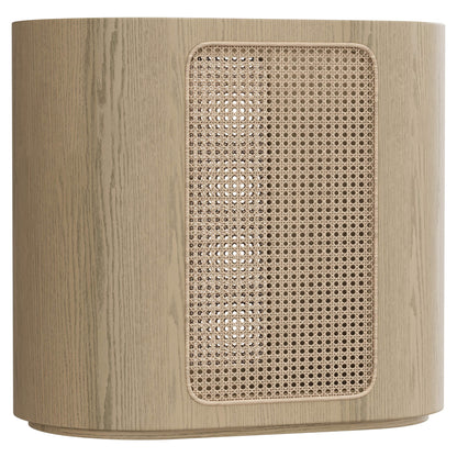 78" Renee Scandinavian Travertine Rattan Dining Table