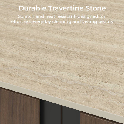 79" Blake 4-Door Travertine Top Sideboard