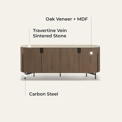 79" Blake 4-Door Travertine Top Sideboard
