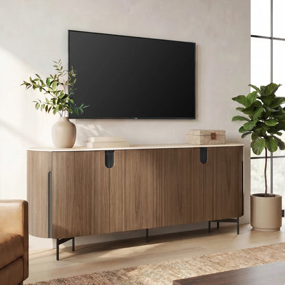 79" Blake 4-Door Travertine Top Sideboard