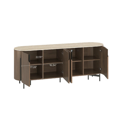 79" Blake 4-Door Travertine Top Sideboard