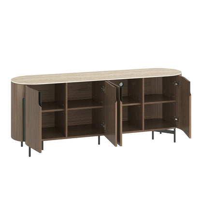 79" Blake 4-Door Travertine Top Sideboard
