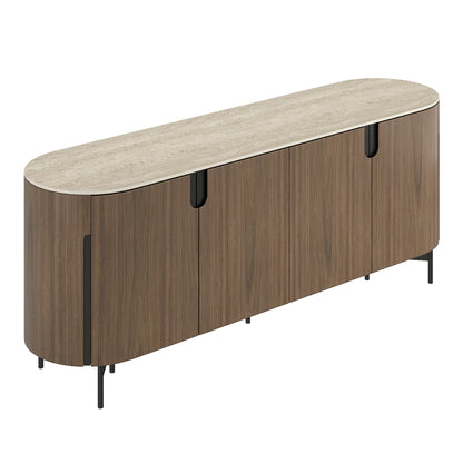79" Blake 4-Door Travertine Top Sideboard