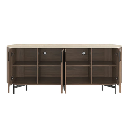 79" Blake 4-Door Travertine Top Sideboard