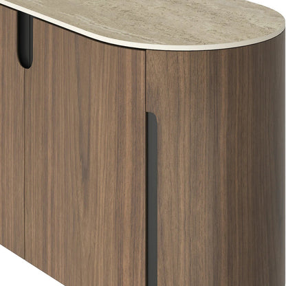 79" Blake 4-Door Travertine Top Sideboard