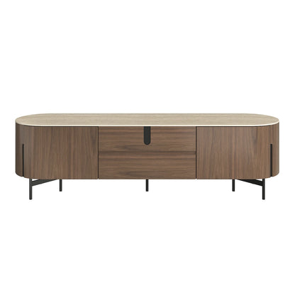 79" Blake Modern TV Stand with Travertine Top