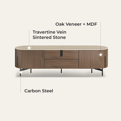 79" Blake Modern TV Stand with Travertine Top