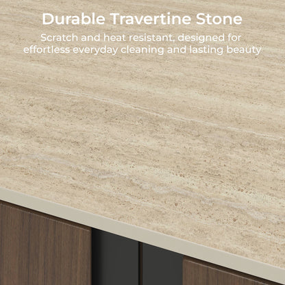 79" Blake Modern TV Stand with Travertine Top