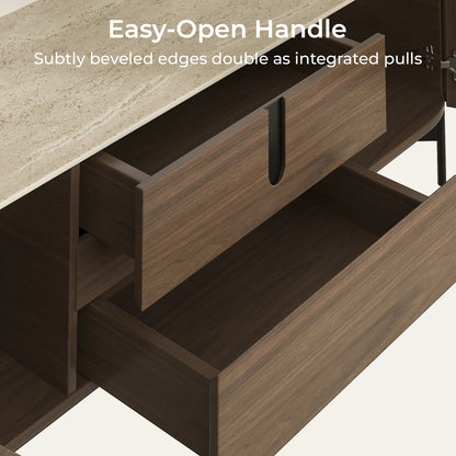 79" Blake Modern TV Stand with Travertine Top