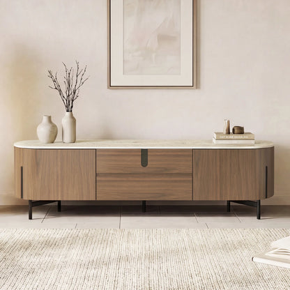 79" Blake Modern TV Stand with Travertine Top