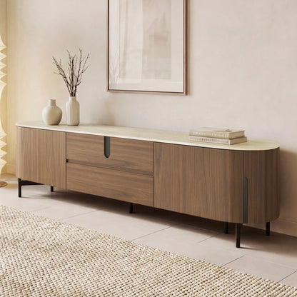 79" Blake Modern TV Stand with Travertine Top