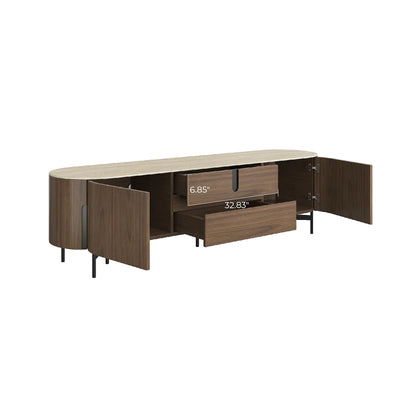 79" Blake Modern TV Stand with Travertine Top