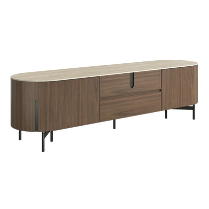 79" Blake Modern TV Stand with Travertine Top
