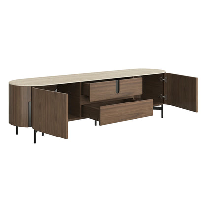 79" Blake Modern TV Stand with Travertine Top