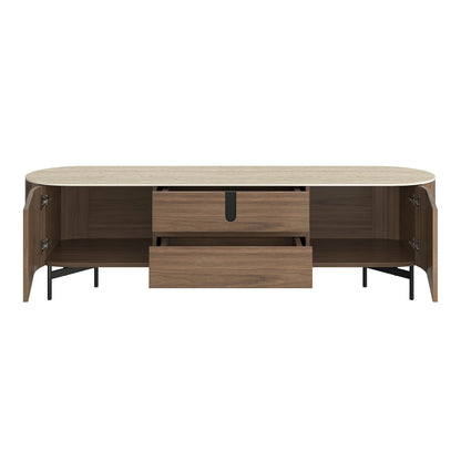 79" Blake Modern TV Stand with Travertine Top