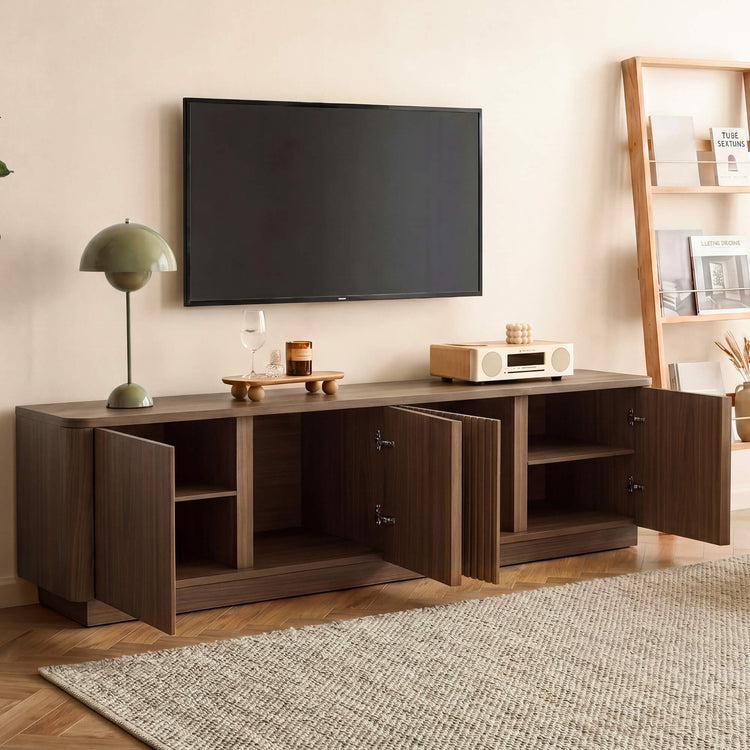 79" Coral Mid Century Fluted TV Stand with Four Doors