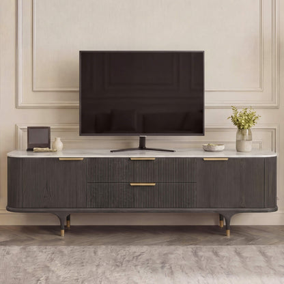79" Irais Solid Wood TV Stand with Sintered Stone