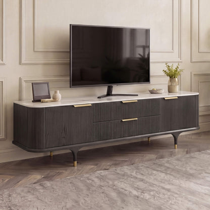 79" Irais Solid Wood TV Stand with Sintered Stone