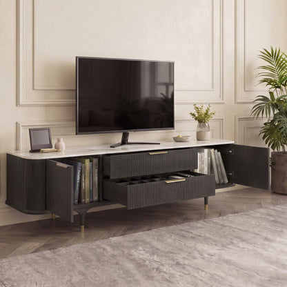 79" Irais Solid Wood TV Stand with Sintered Stone