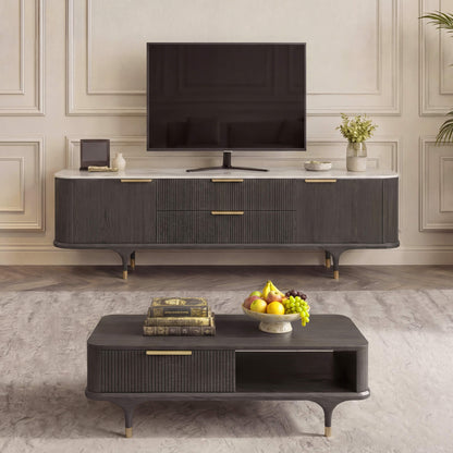 79" Irais Solid Wood TV Stand with Sintered Stone