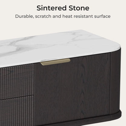 79" Irais Solid Wood TV Stand with Sintered Stone