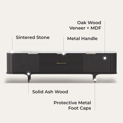 79" Irais Solid Wood TV Stand with Sintered Stone