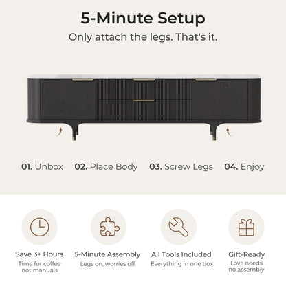 79" Irais Solid Wood TV Stand with Sintered Stone