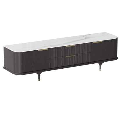 79" Irais Solid Wood TV Stand with Sintered Stone