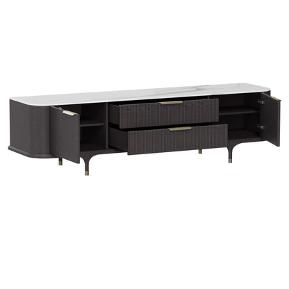 79" Irais Solid Wood TV Stand with Sintered Stone