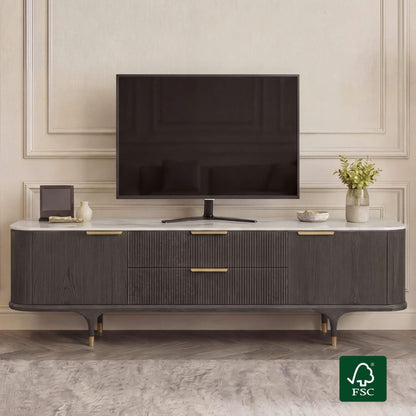 79" Irais Solid Wood TV Stand with Sintered Stone