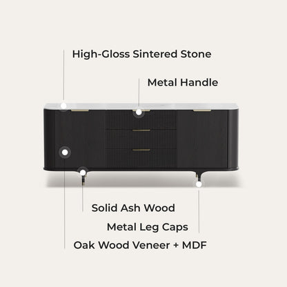 79" Irais Solid Wood Sideboard with Sintered Stone