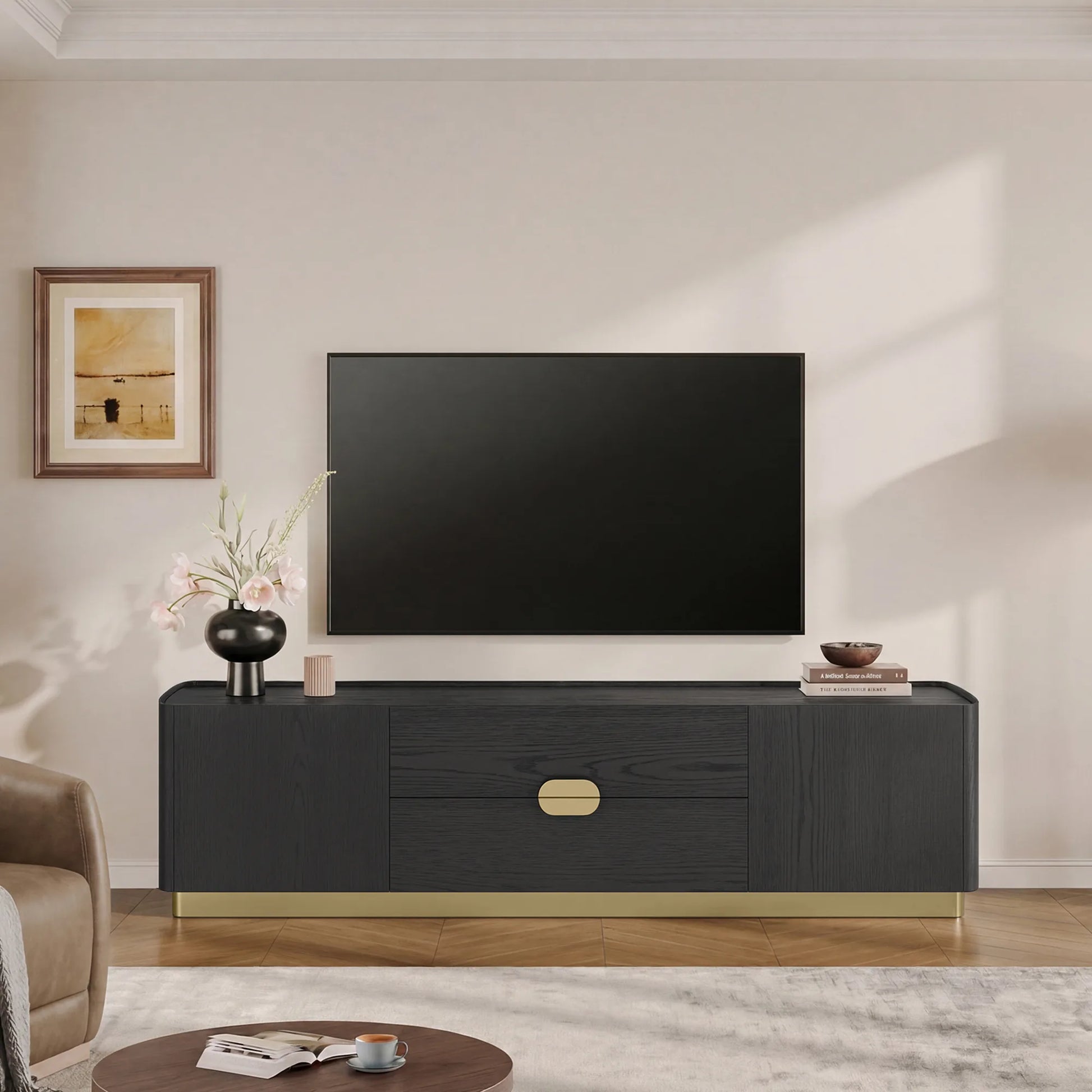 79" Riley Large-Capacity Media Console with Metal Handles - CHITA Living