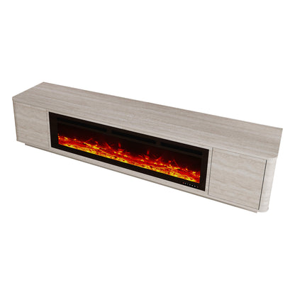 79" Aaron Travertine Electric Fireplace TV Stand