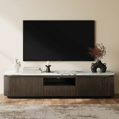 79" Moore Modern Marble Design Wood TV Stand with Drawer