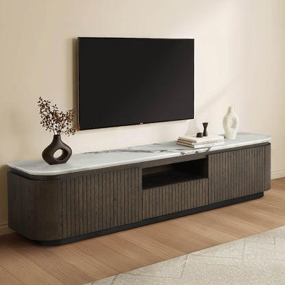 79" Moore Modern Marble Design Wood TV Stand with Drawer