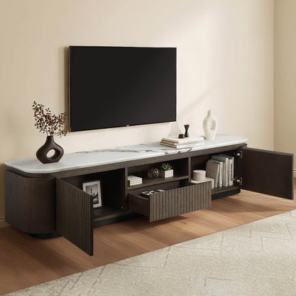 79" Moore Modern Marble Design Wood TV Stand with Drawer