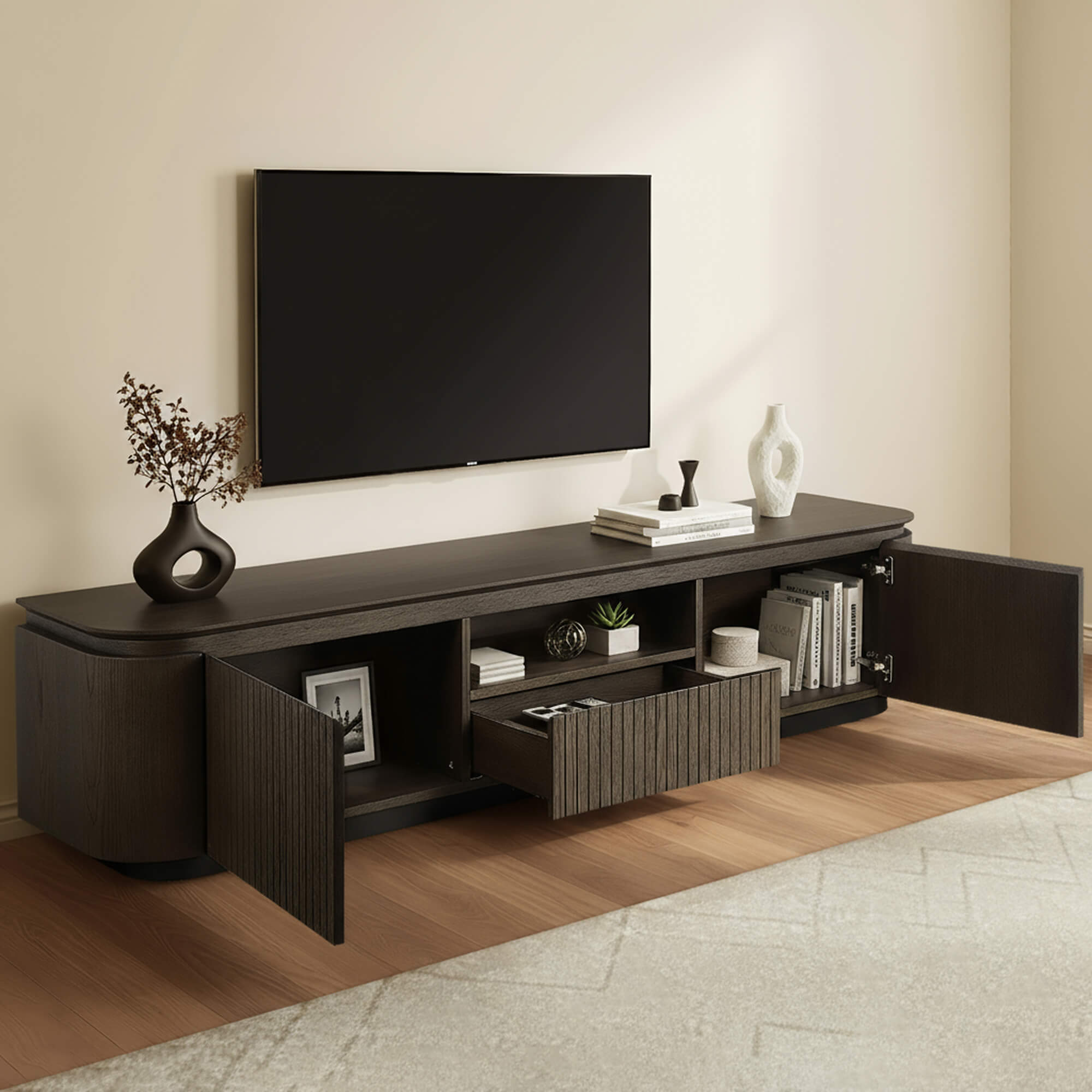 79" Moore Modern Wood TV Stand with Drawer