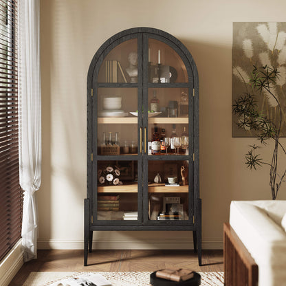 83" Kyle Solid Wood Arched Tall Cabinet Sideboard