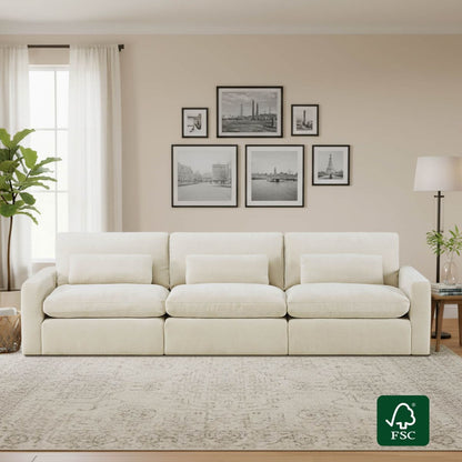 Ivy Modular 3-Seat Performance Fabric Sofa with Storage Ottoman
