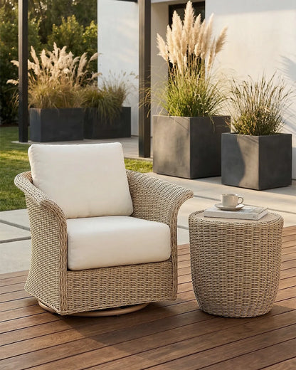 Haven Wicker Woven Outdoor Swivel Chair (Set of 2）