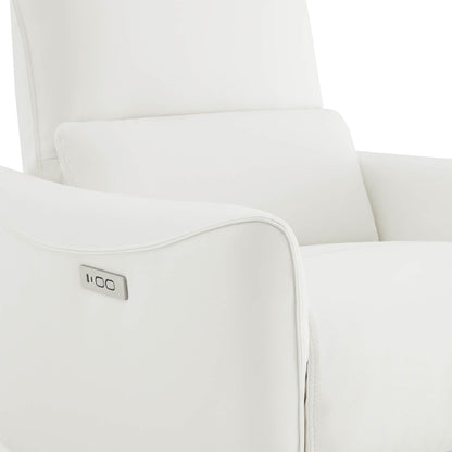 Tracee Modern Power Swivel Glider Recliner-Faux Leather & White