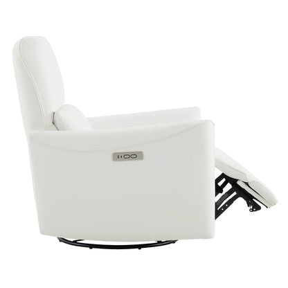 Tracee Modern Power Swivel Glider Recliner-Faux Leather & White