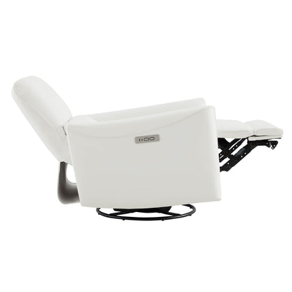 Tracee Modern Power Swivel Glider Recliner-Faux Leather & White