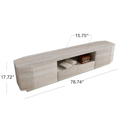 79" Aaron Modern Travertine Large-Capacity TV Console