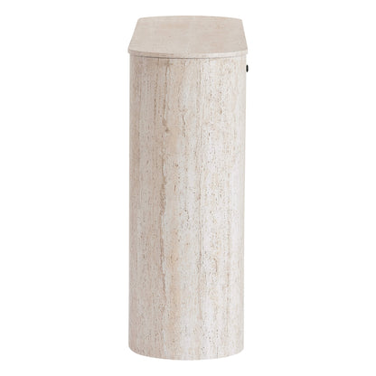 63" Aaron Travertine Electric Fireplace Sideboard with rounded top and textured finish.