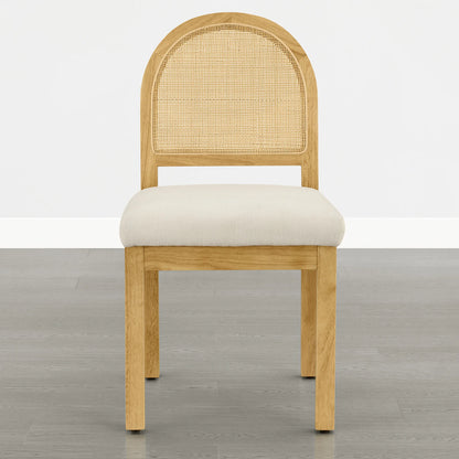 Abigail Upholstered Rattan Curved Dining Chair (Set of 2)
