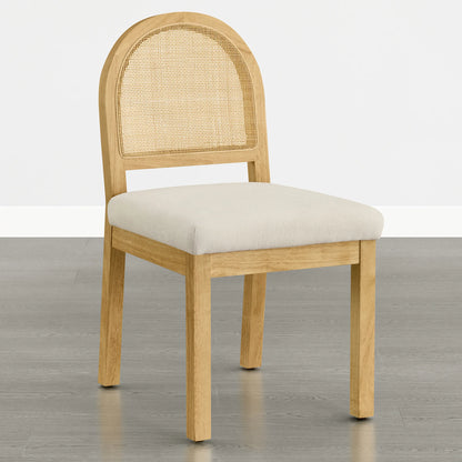 Abigail Upholstered Rattan Curved Dining Chair (Set of 2)