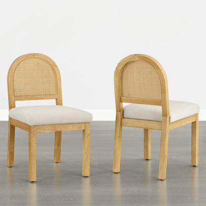 Abigail Upholstered Rattan Curved Dining Chair (Set of 2)