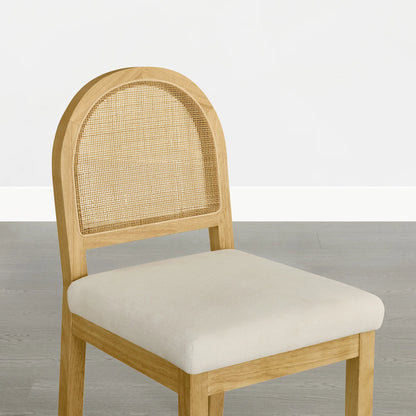 Abigail Upholstered Rattan Curved Dining Chair (Set of 2)