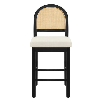 Abigail Rattan Curved Counter Stool with Performance Fabric